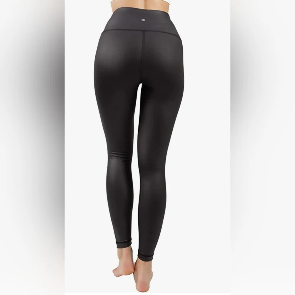 90 Degree By Reflex Womens High Waist Leggings - Faux Leather Black - Picture 4 of 6